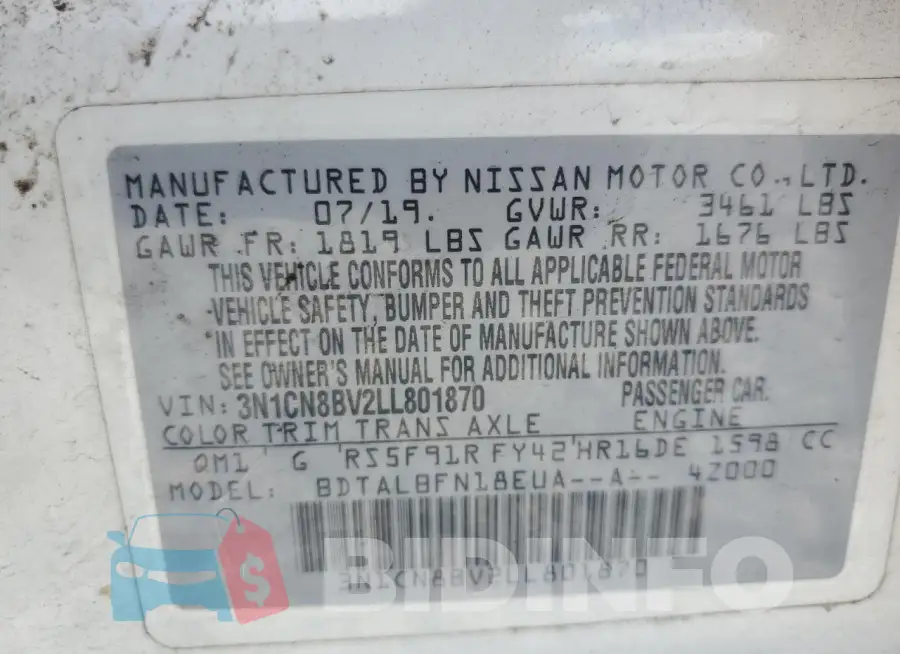 3N1CN8BV2LL801870 Photo# 12