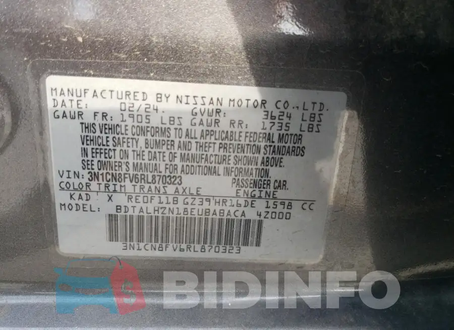 3N1CN8FV6RL870323 Photo# 12