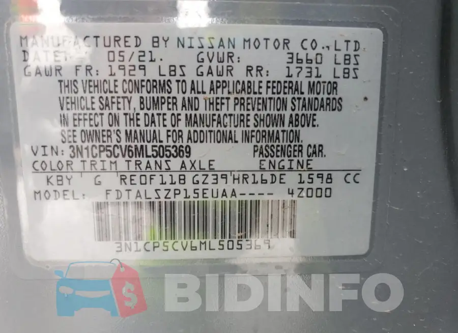 3N1CP5CV6ML505369 Photo# 13