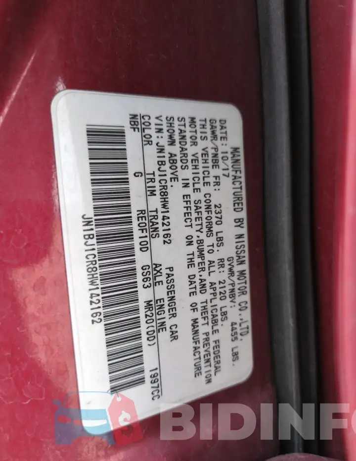 JN1BJ1CR8HW142162 Photo# 13
