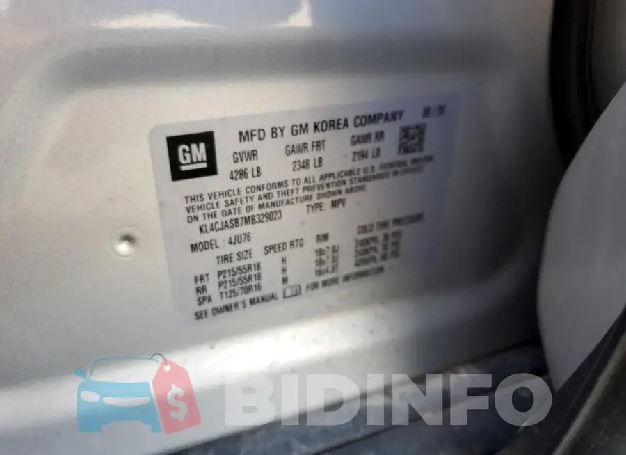 KL4CJASB7MB329023 Photo# 13