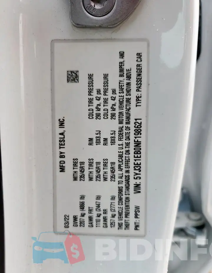 5YJ3E1EB0NF198621 Photo# 12