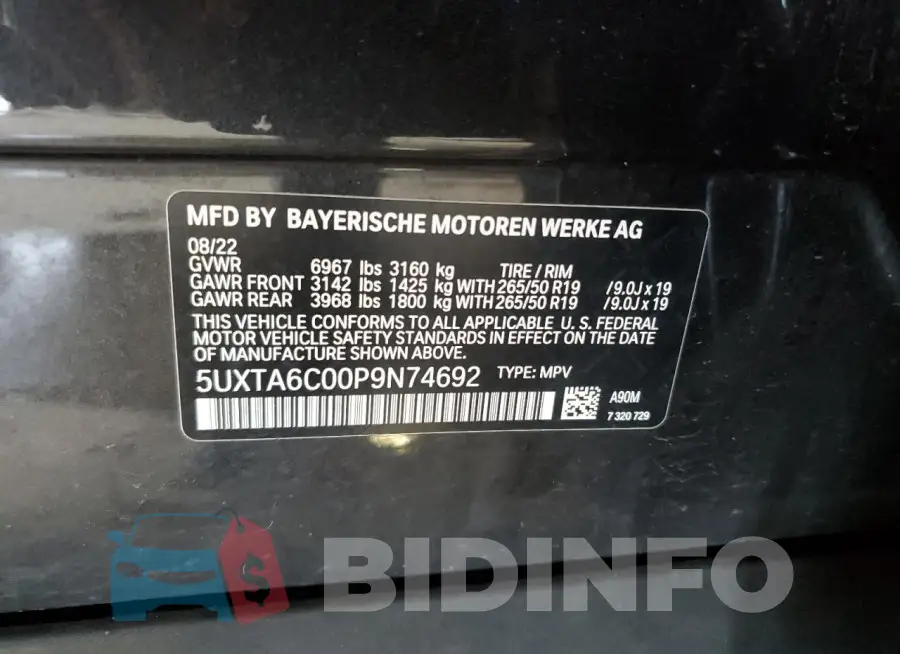 5UXTA6C00P9N74692 Photo# 12