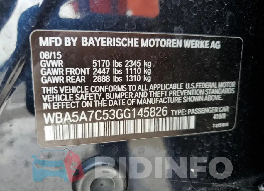 WBA5A7C53GG145826 Photo# 12