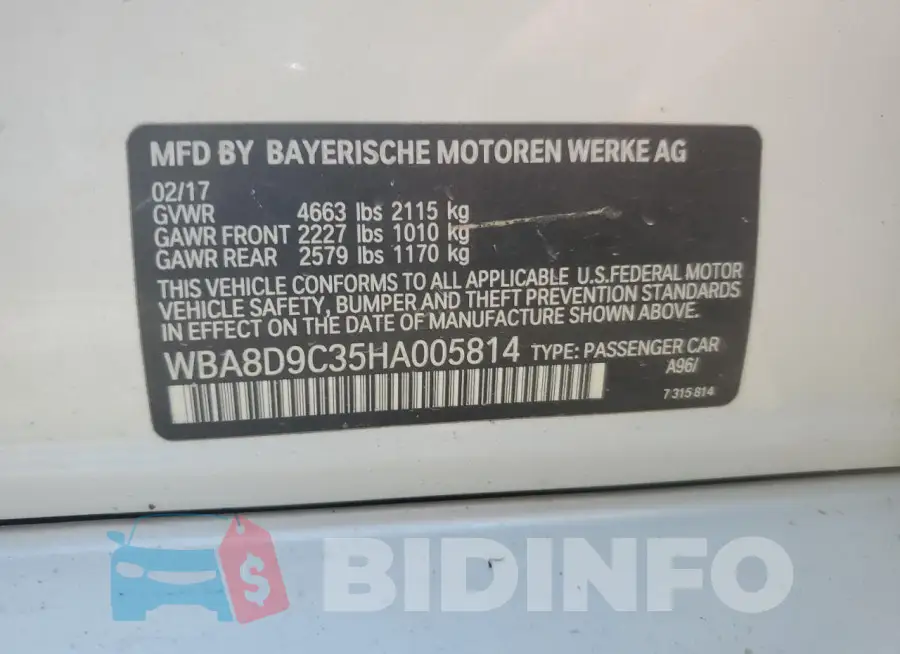 WBA8D9C35HA005814 Photo# 12