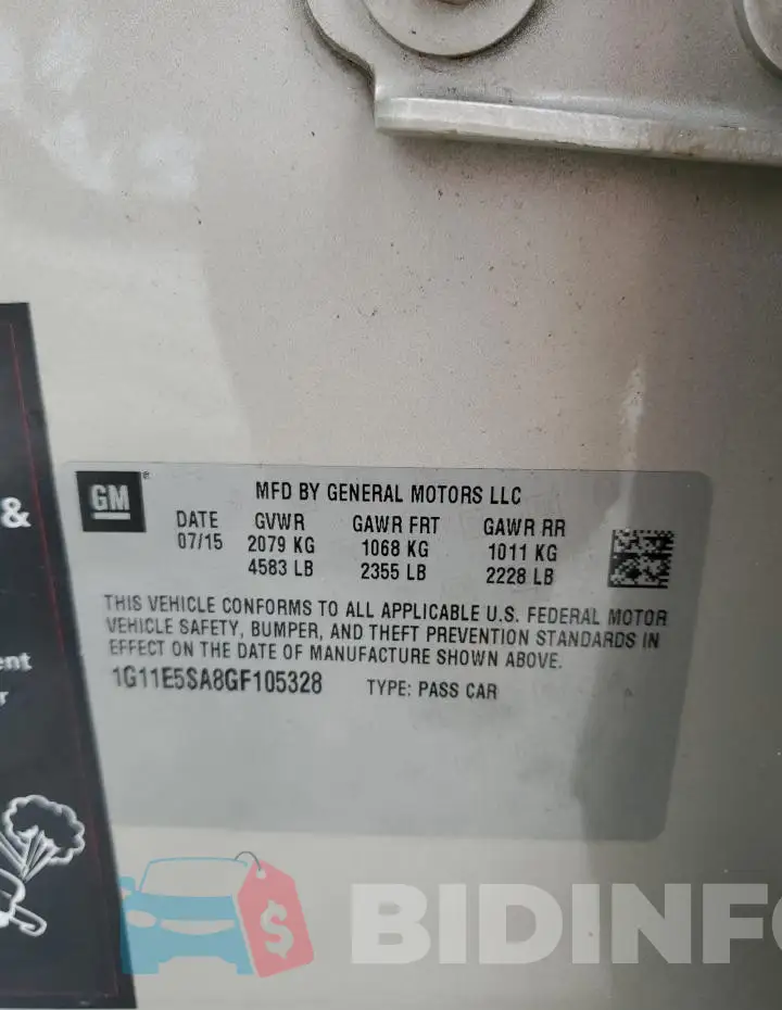 1G11E5SA8GF105328 Photo# 12
