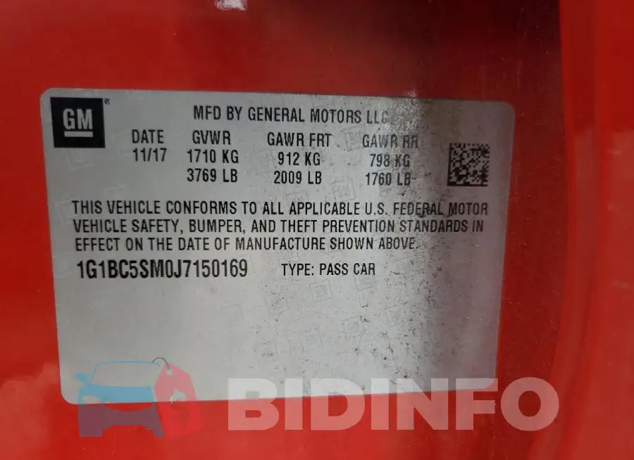 1G1BC5SM0J7150169 Photo# 12