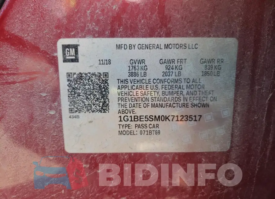 1G1BE5SM0K7123517 Photo# 13