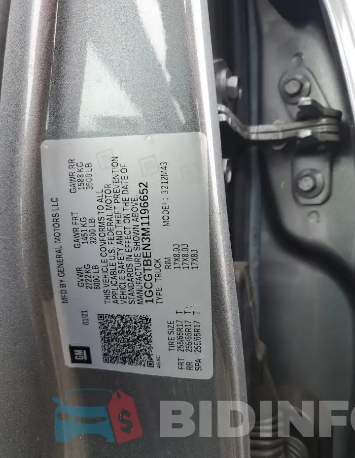 1GCGTBEN3M1196652 Photo# 12