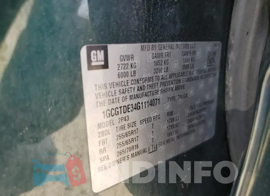 1GCGTDE34G1114071 Photo# 12