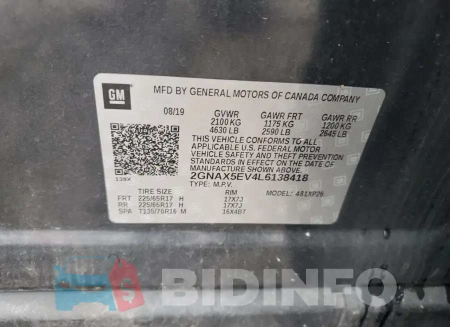 2GNAX5EV4L6138418 Photo# 14