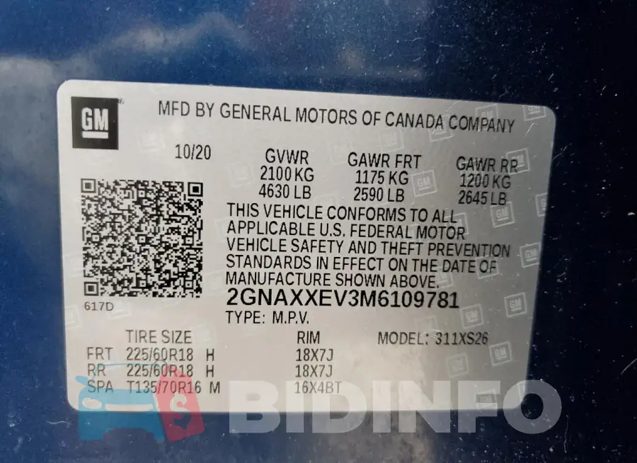 2GNAXXEV3M6109781 Photo# 13
