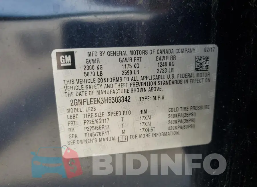 2GNFLEEK3H6303342 Photo# 12