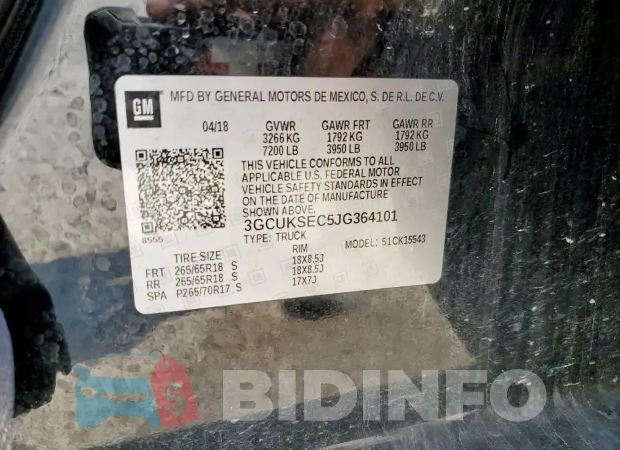 3GCUKSEC5JG364101 Photo# 12