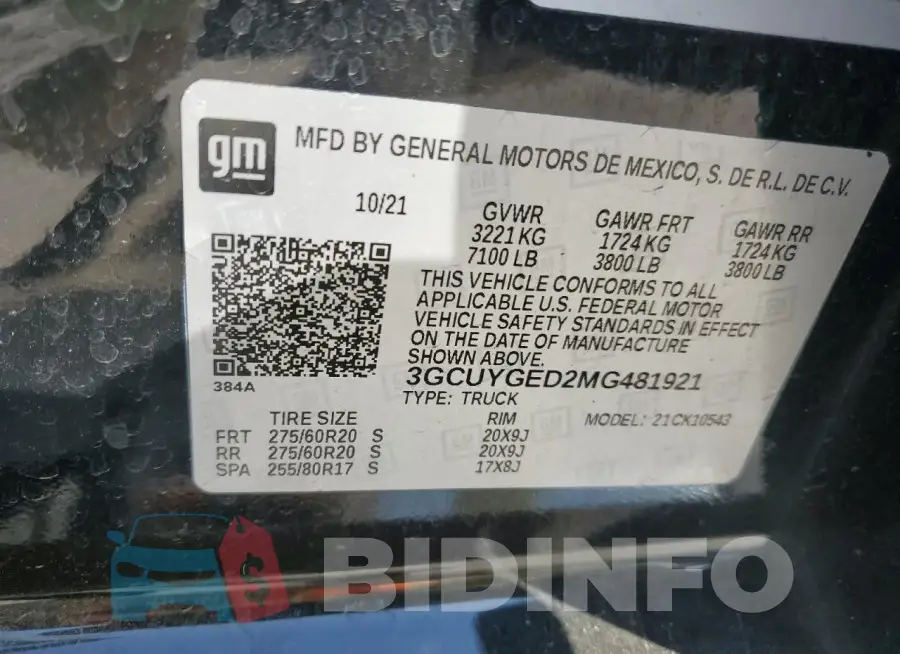 3GCUYGED2MG481921 Photo# 12
