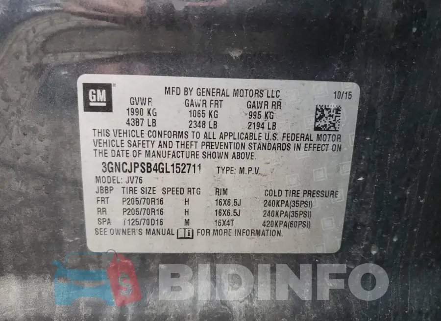 3GNCJPSB4GL152711 Photo# 13