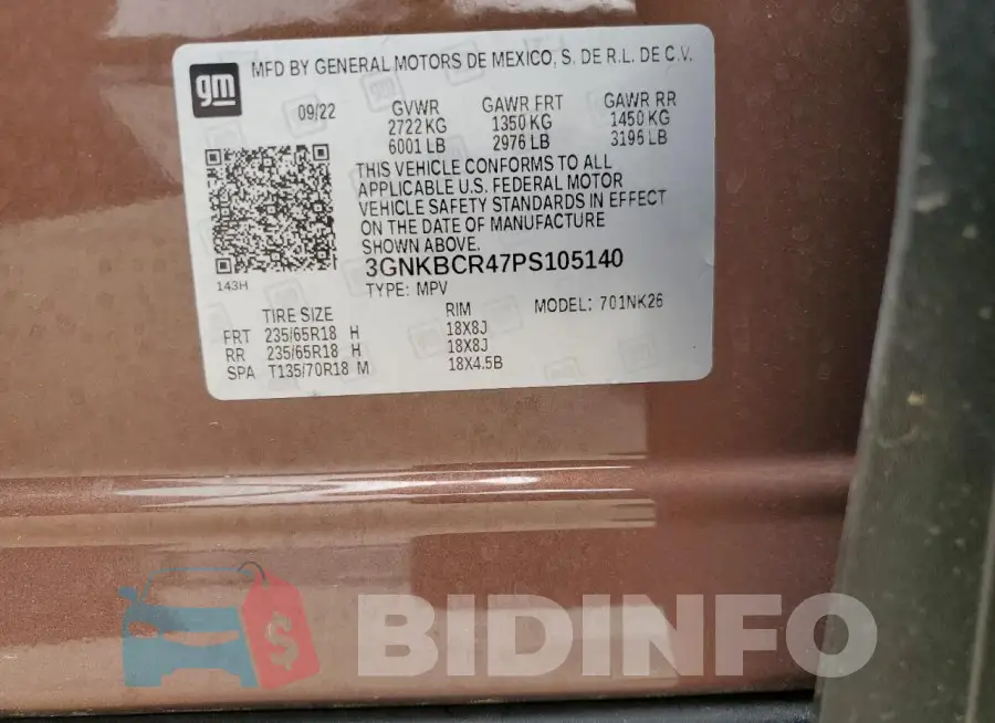 3GNKBCR47PS105140 Photo# 13