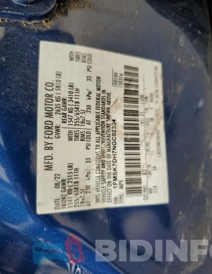 1FMSK7DH7NGC02324 Photo# 13