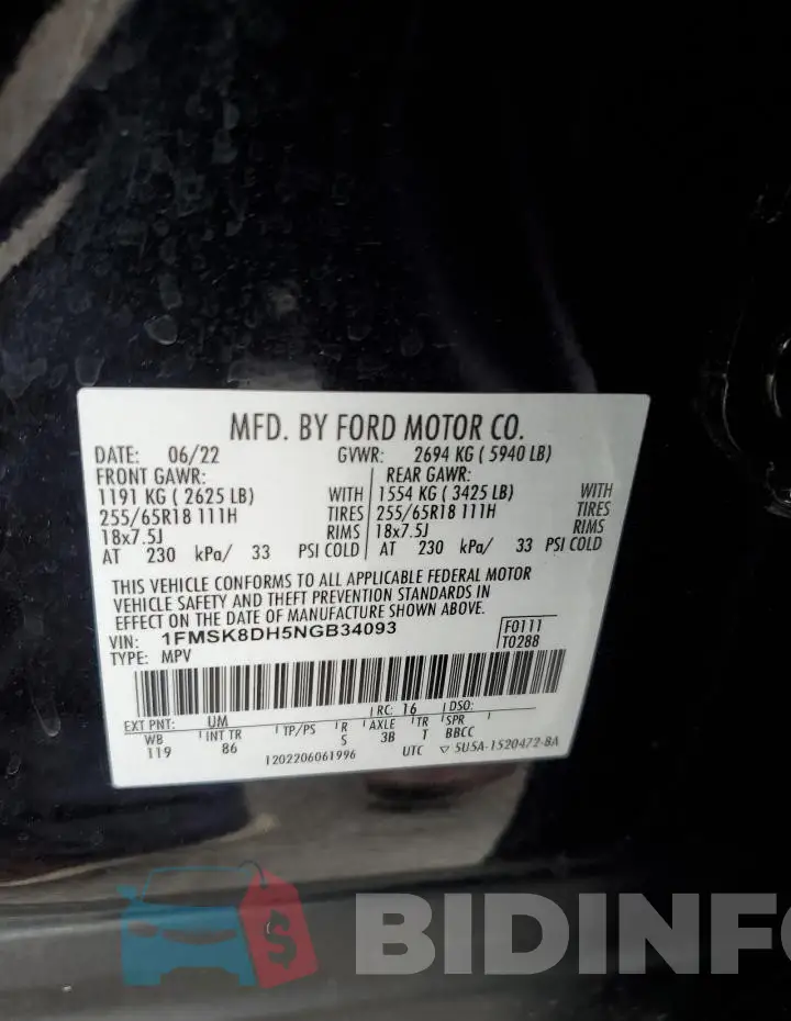 1FMSK8DH5NGB34093 Photo# 13