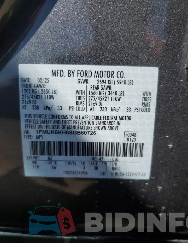1FMUK8KH6SGB60726 Photo# 12