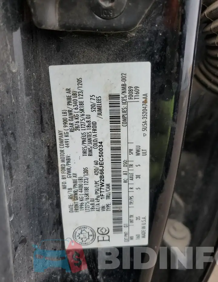 1FT7W2B66JEC50034 Photo# 12