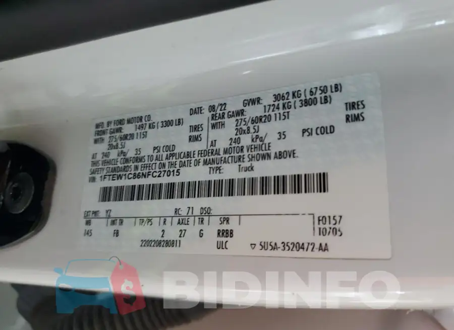 1FTEW1C86NFC27015 Photo# 12
