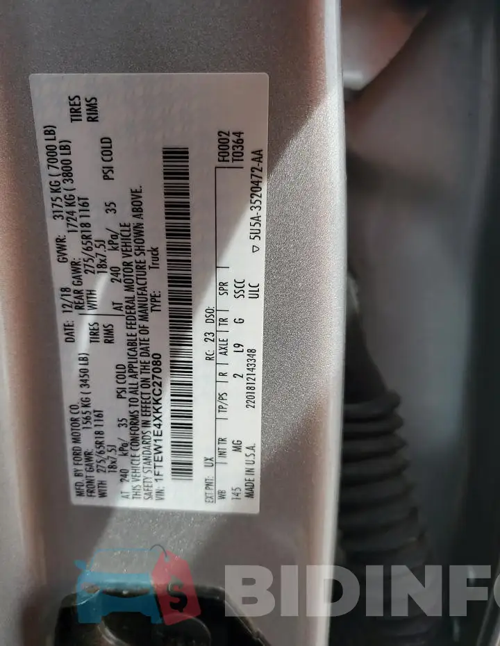1FTEW1E4XKKC27080 Photo# 13