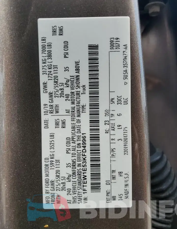 1FTEW1E53KFD49961 Photo# 12