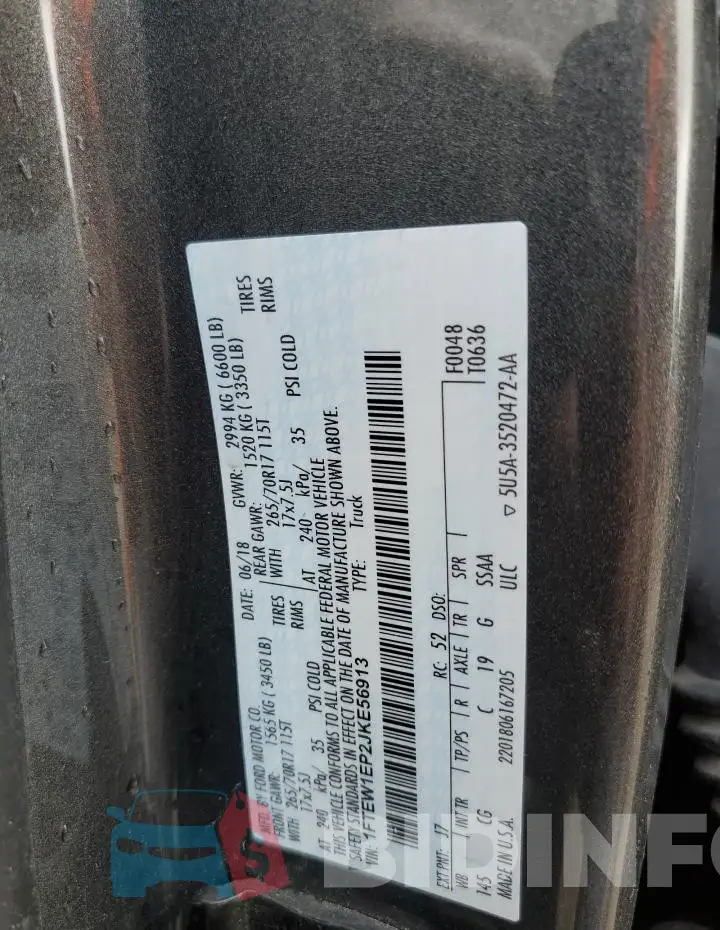1FTEW1EP2JKE56913 Photo# 13