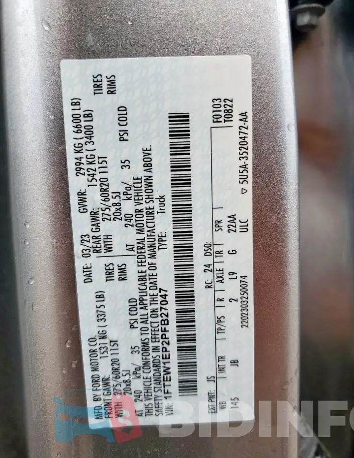1FTEW1EP2PFB27047 Photo# 12