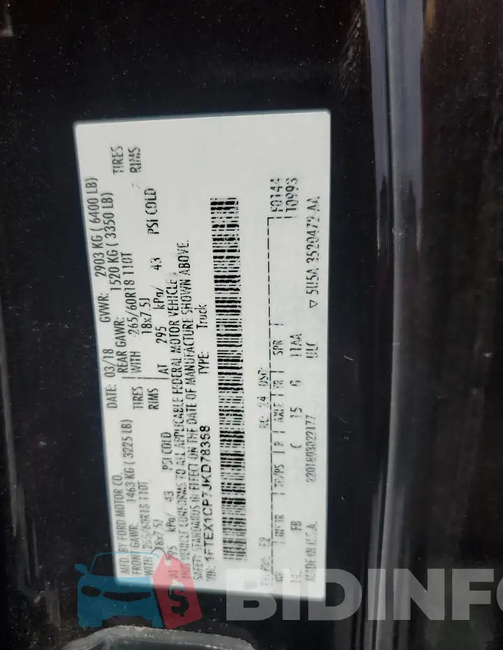 1FTEX1CP7JKD78368 Photo# 12