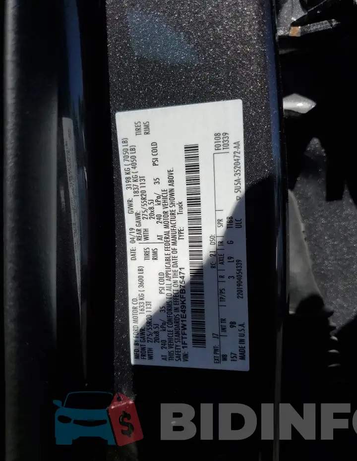 1FTFW1E49KFB75471 Photo# 12