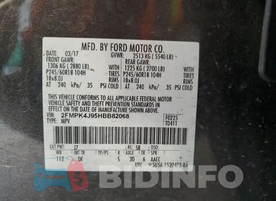 2FMPK4J95HBB82068 Photo# 13