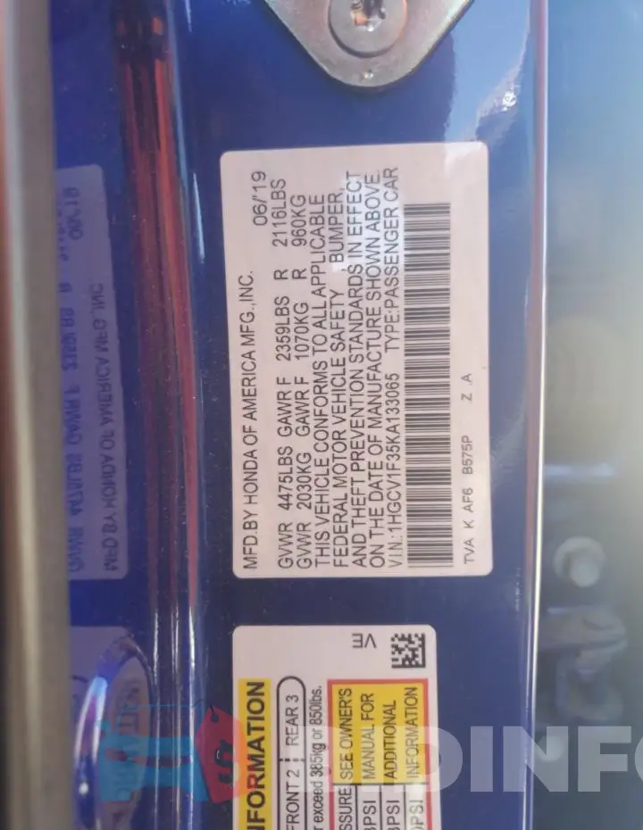 1HGCV1F35KA133065 Photo# 12