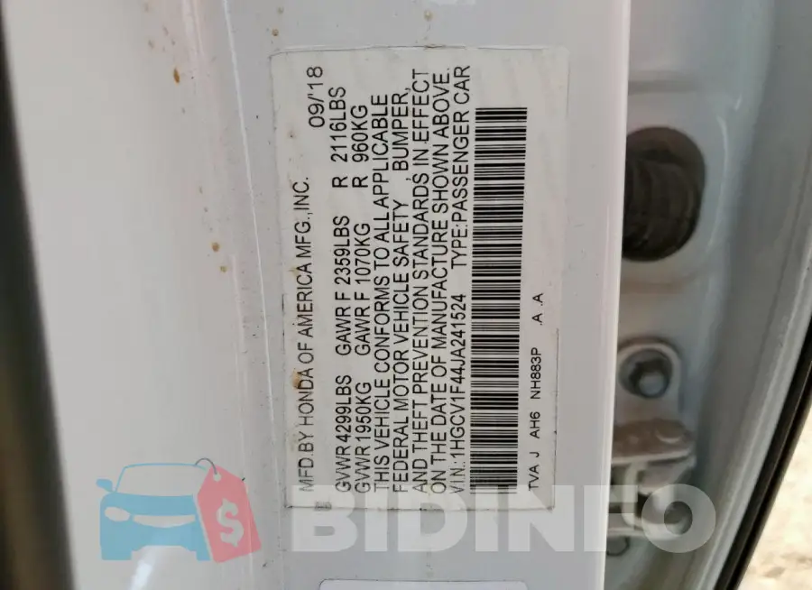 1HGCV1F44JA241524 Photo# 13
