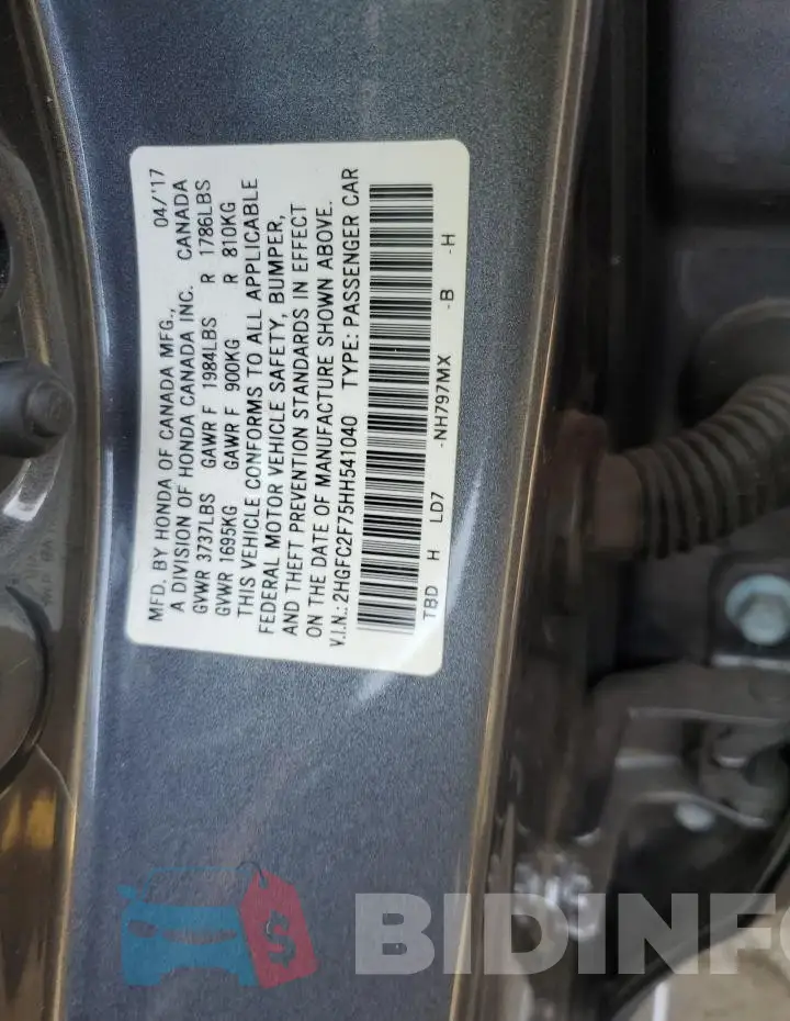 2HGFC2F75HH541040 Photo# 12