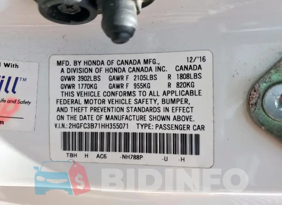 2HGFC3B71HH355071 Photo# 12