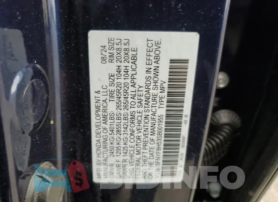5FNYF8H53SB001955 Photo# 13