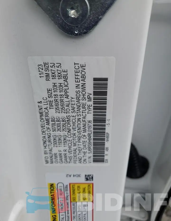5J6RS6H84RL019736 Photo# 13