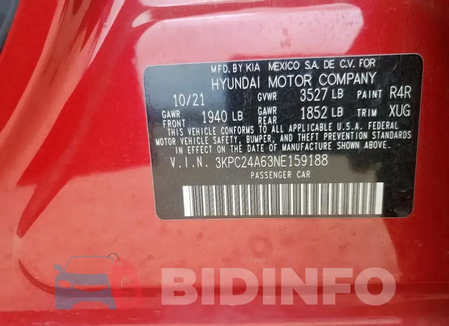 3KPC24A63NE159188 Photo# 12