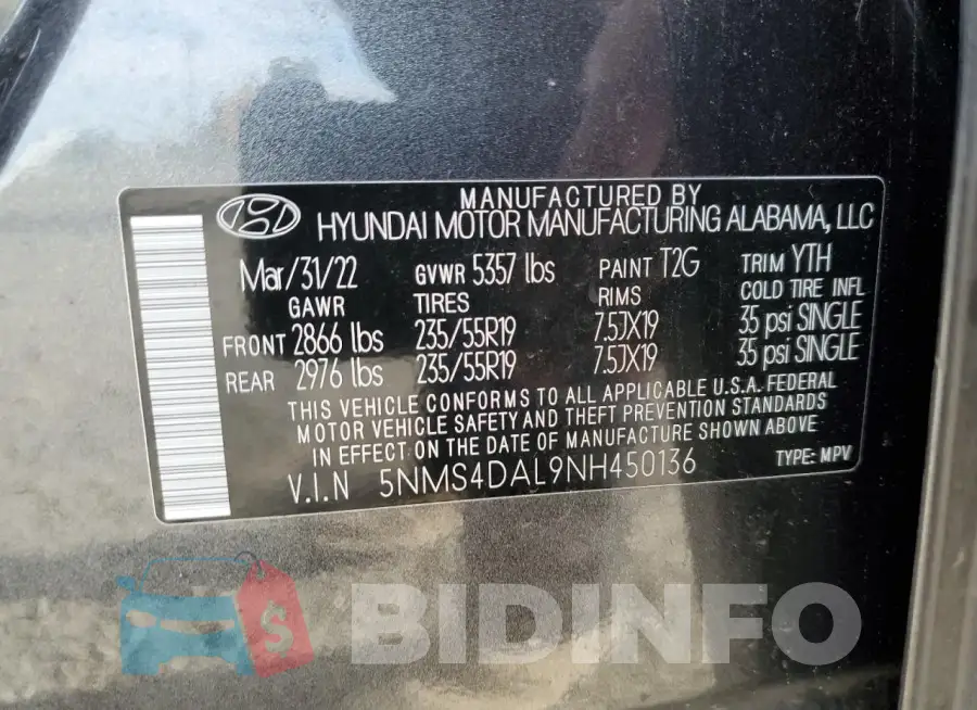 5NMS4DAL9NH450136 Photo# 13