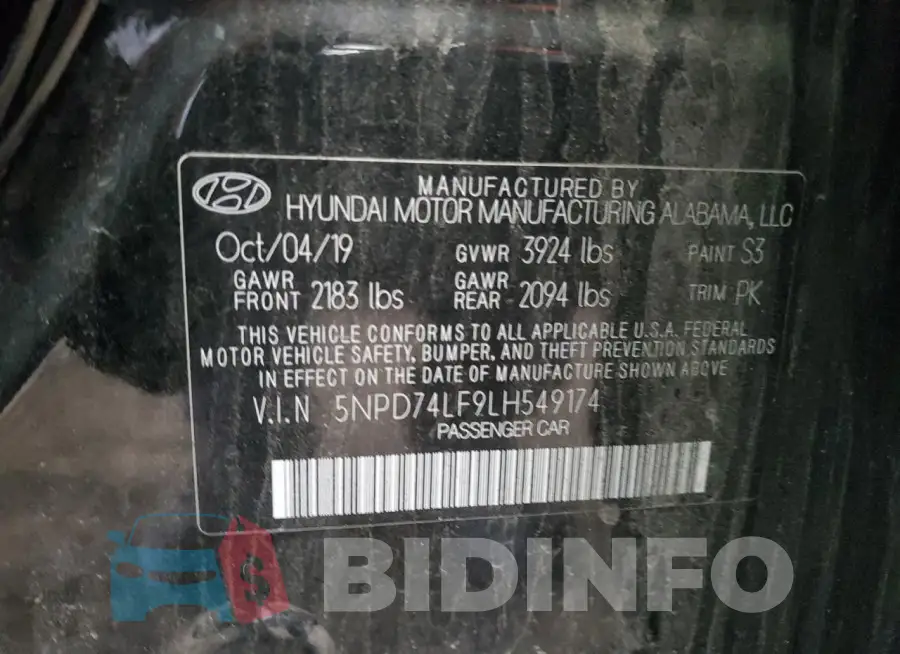 5NPD74LF9LH549174 Photo# 12