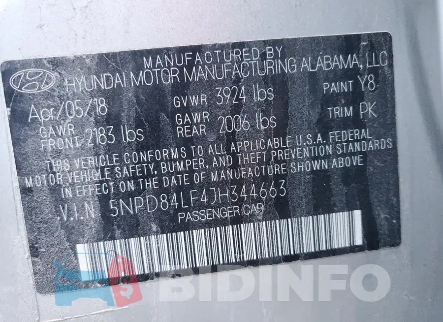5NPD84LF4JH344663 Photo# 12