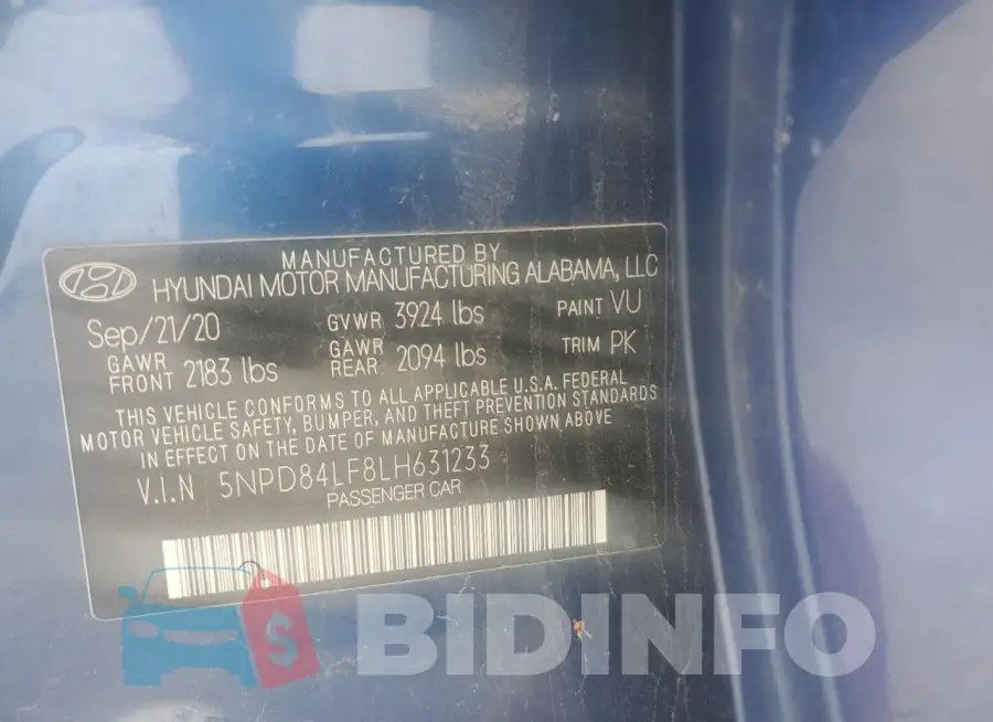 5NPD84LF8LH631233 Photo# 12