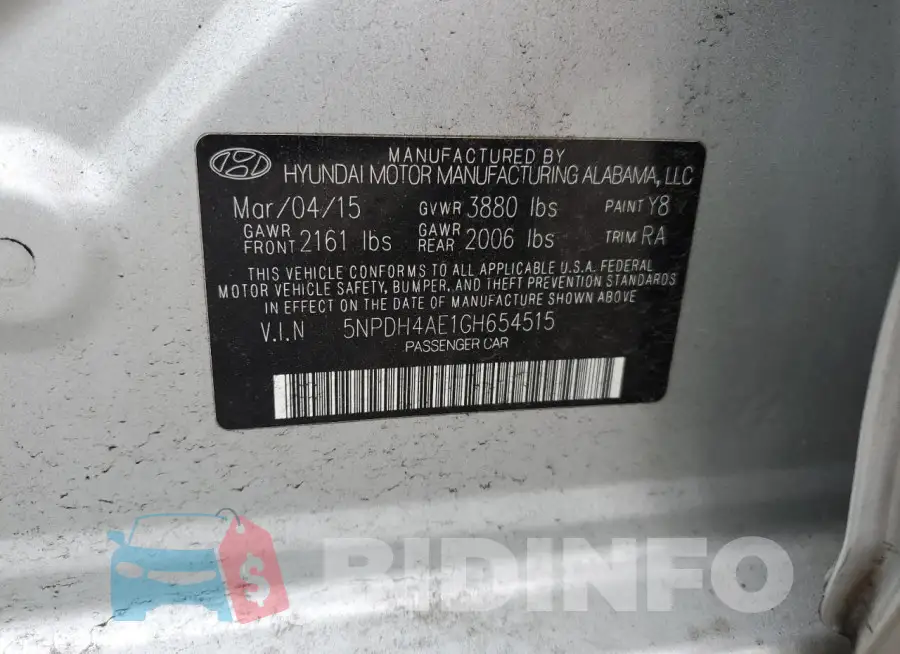 5NPDH4AE1GH654515 Photo# 12