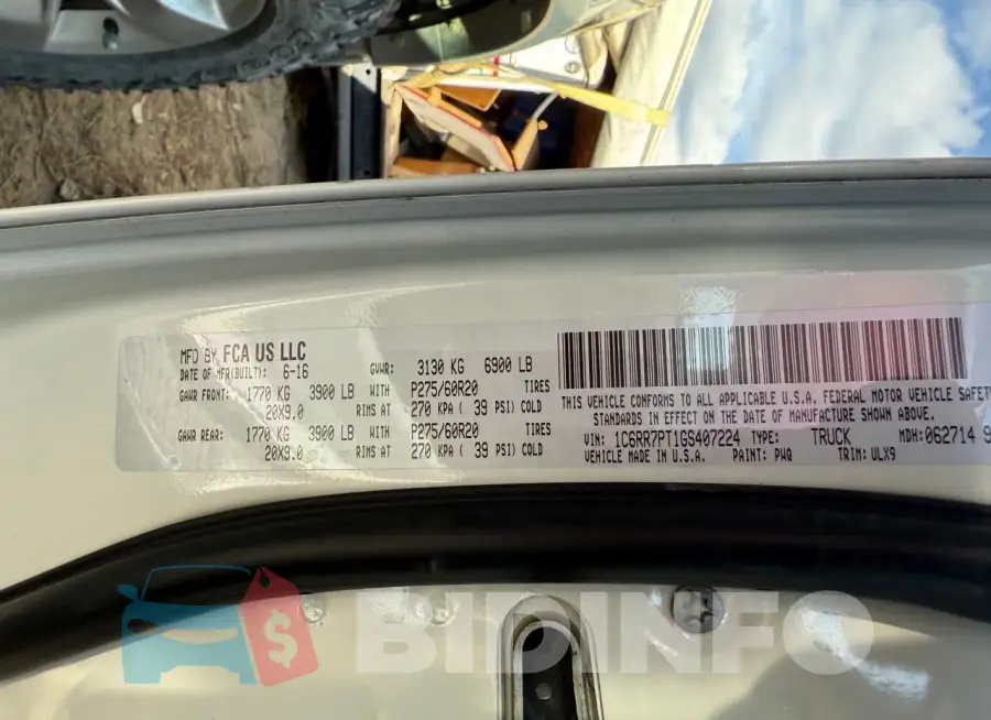 1C6RR7PT1GS407224 Photo# 8