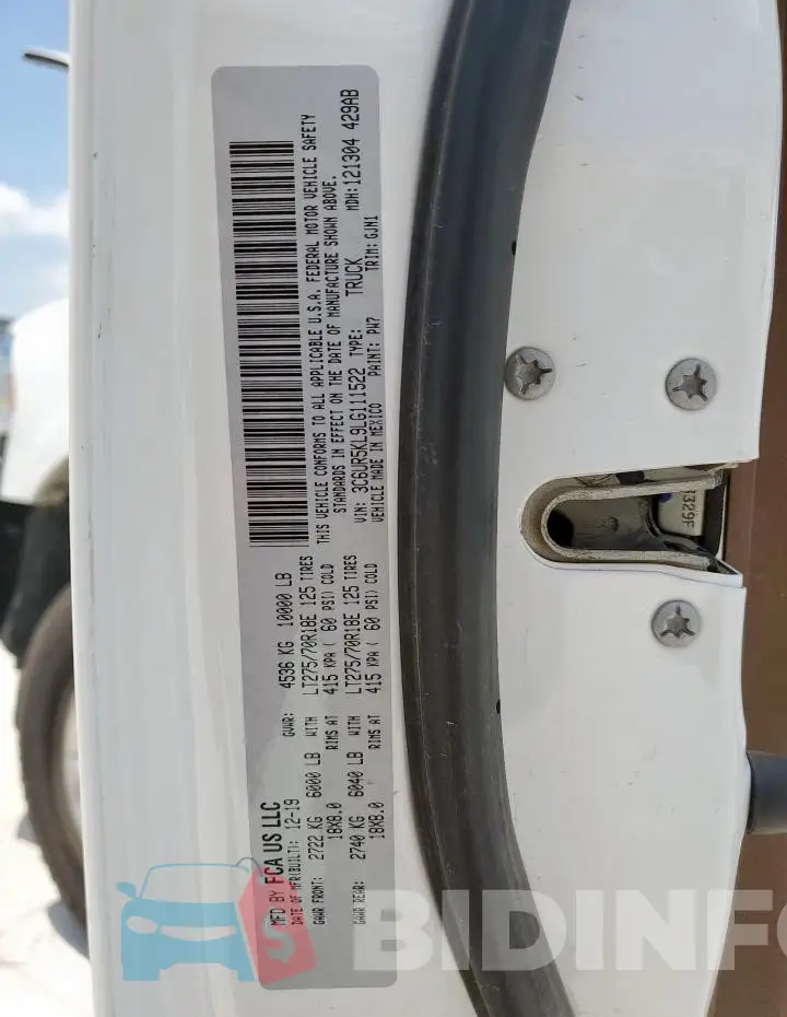 3C6UR5KL9LG111522 Photo# 12