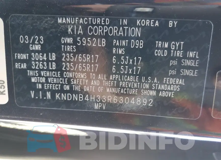KNDNB4H33R6304892 Photo# 13