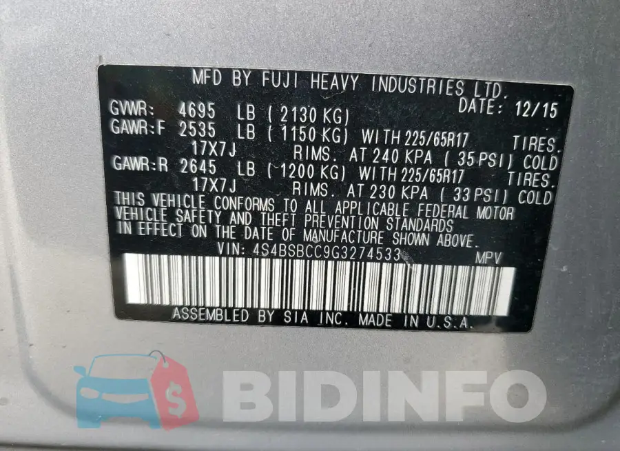 4S4BSBCC9G3274533 Photo# 14