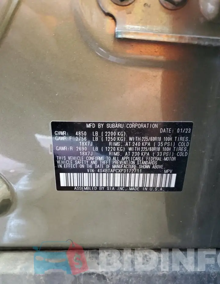 4S4BTAPCXPX172711 Photo# 13